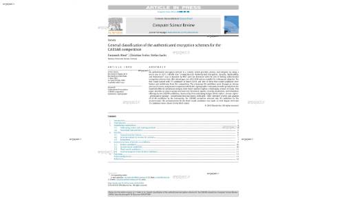 General classification of the authenticated encryption schemes for the CAESAR competition